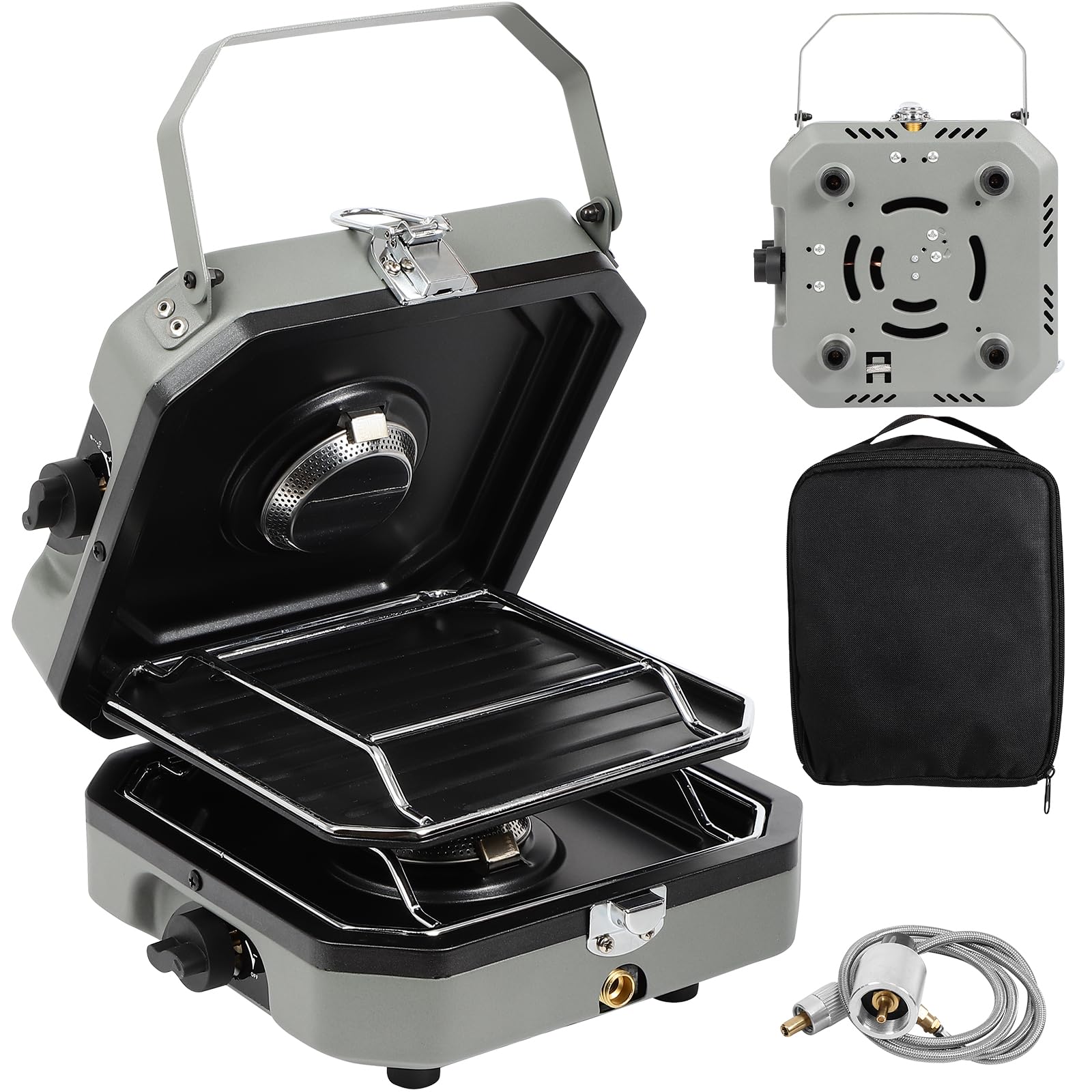 2 Burner Foldable Camping Stove with Griddle