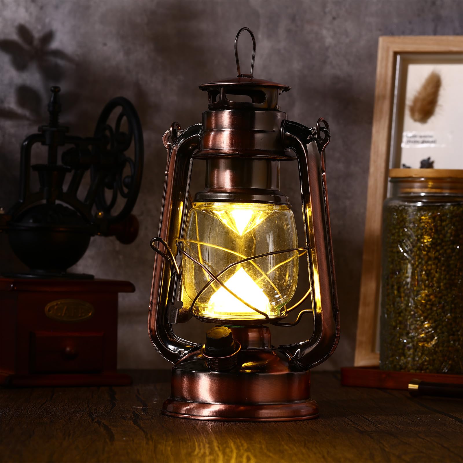 Vintage LED Hurricane Lantern with Dimmer Switch