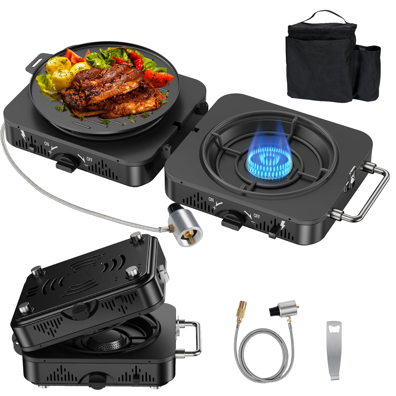 2 Burner Propane Camping Stove with Carry Bag