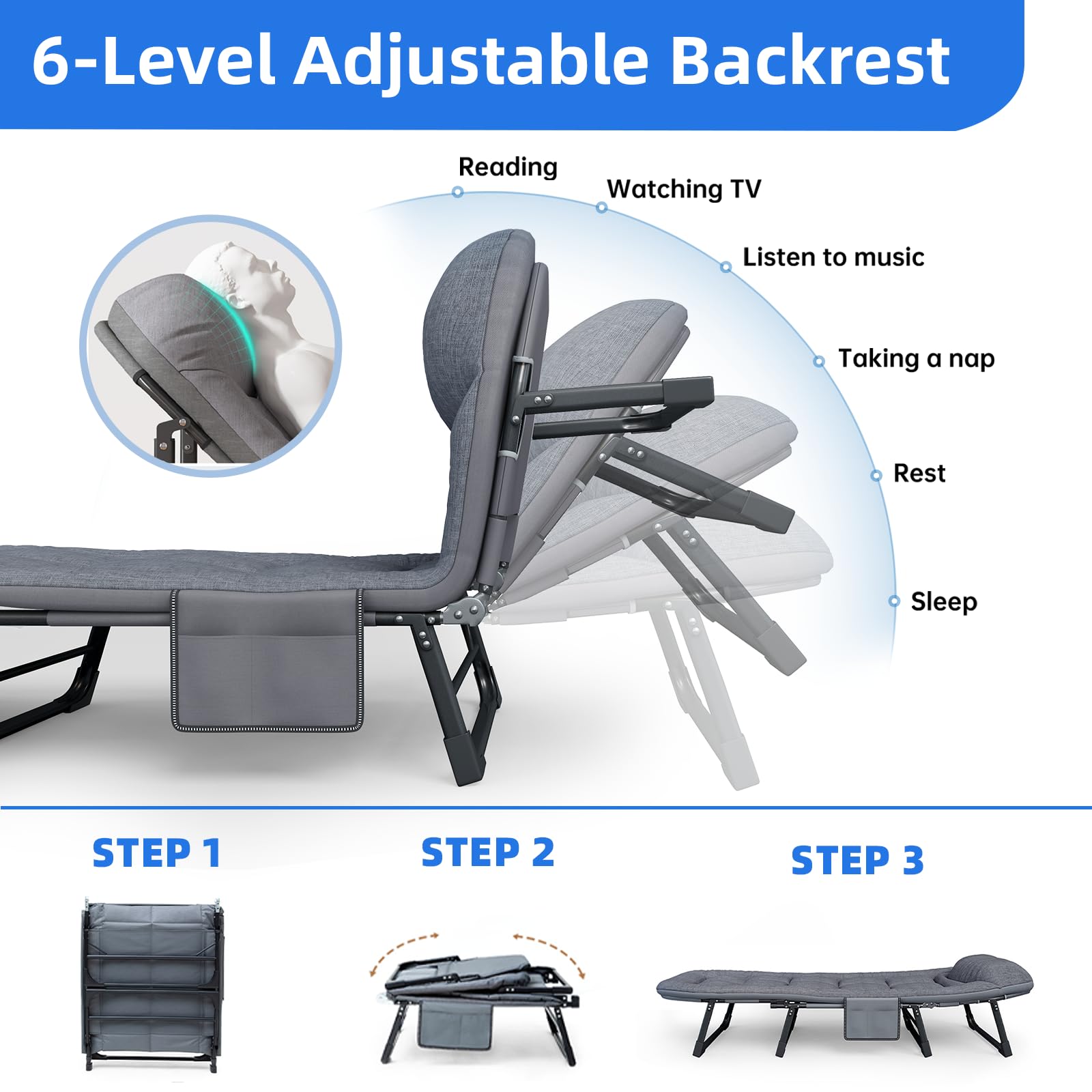 Heavy Duty Folding Camping Cot with Mattress