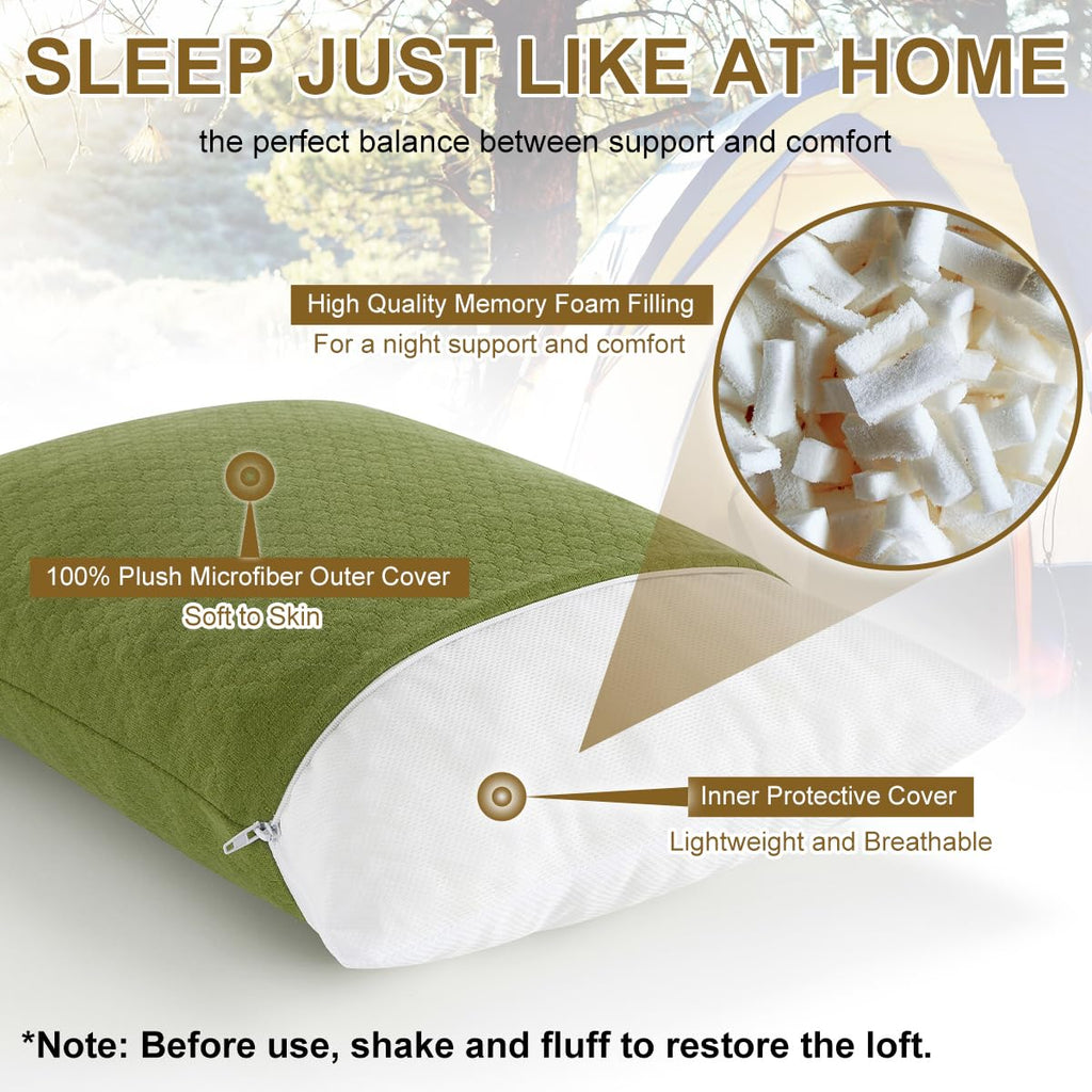 Compressible Memory Foam Camping Pillow