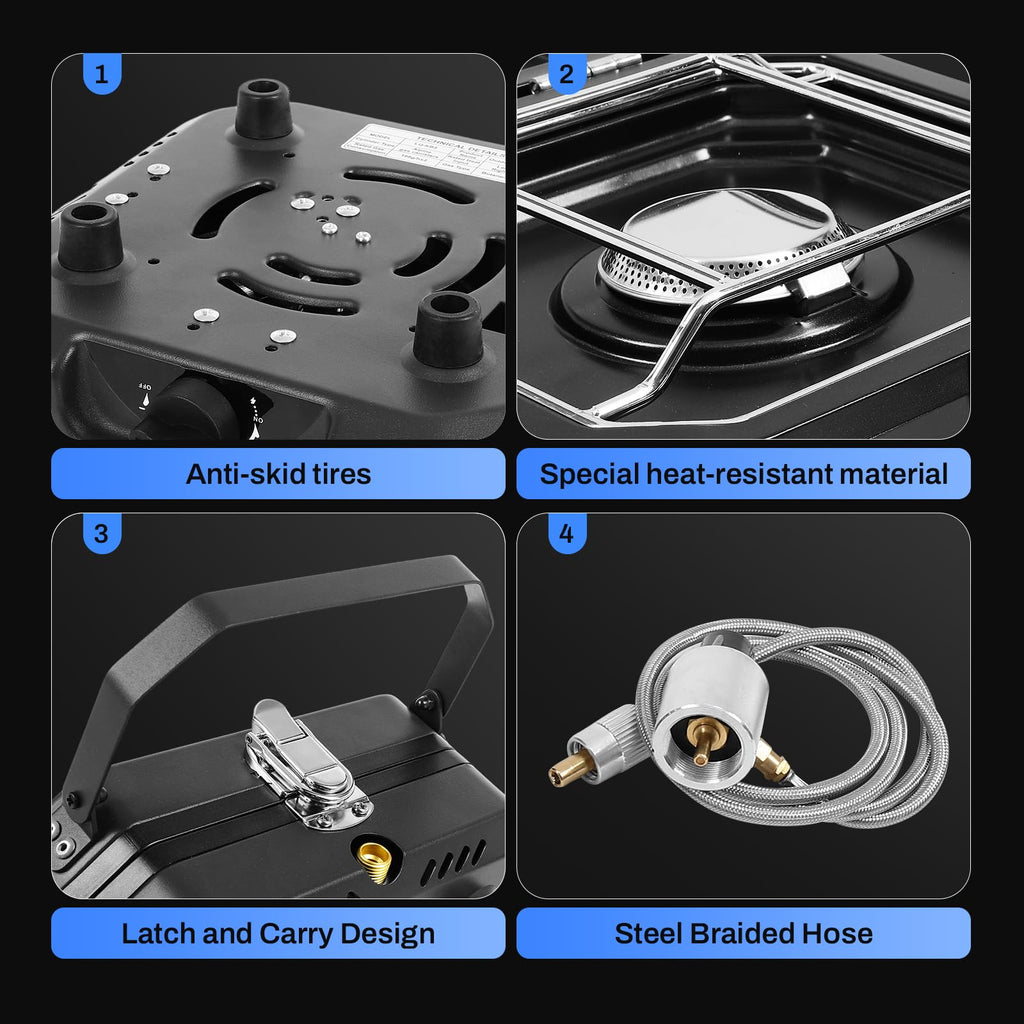 2 Burner Foldable Camping Stove with Griddle
