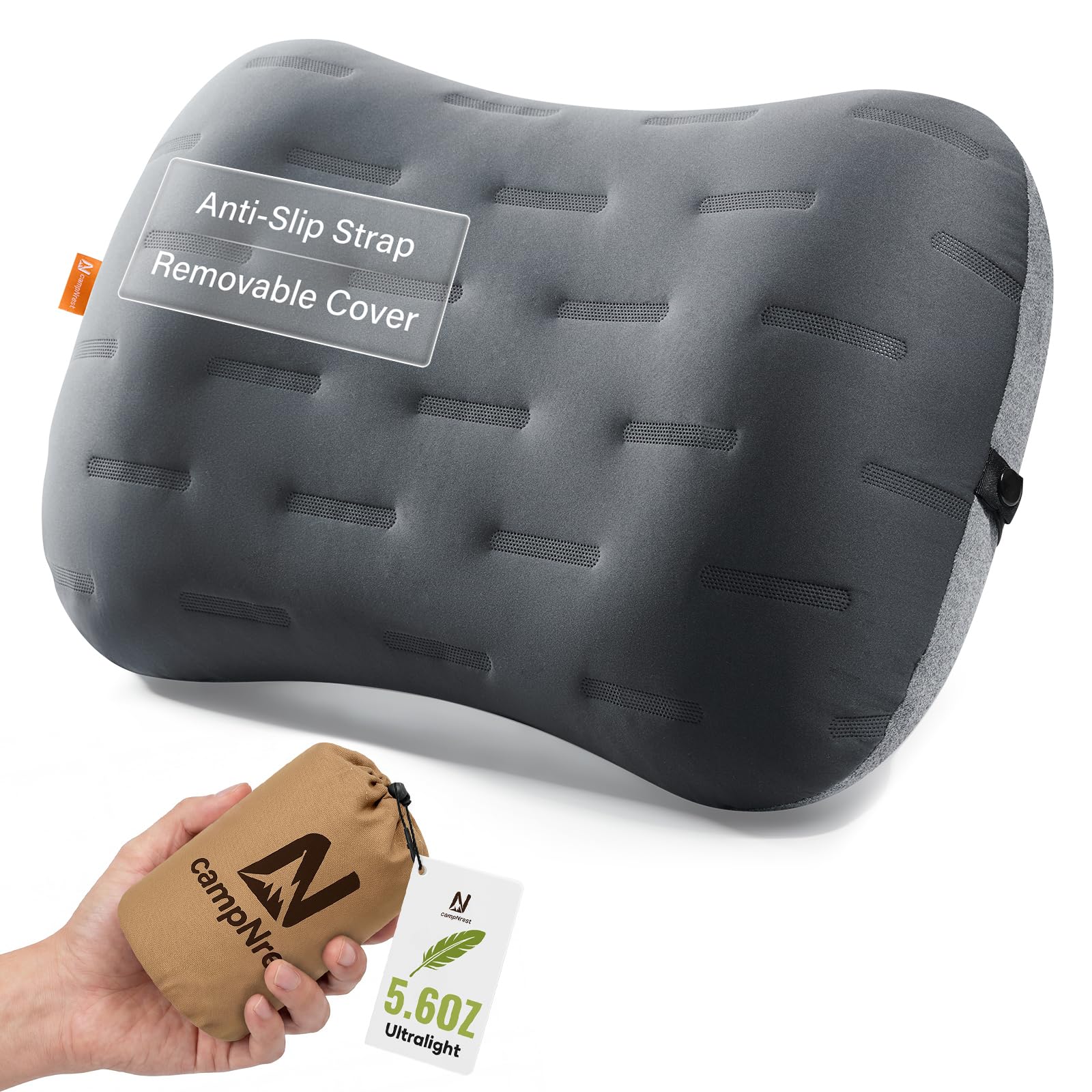 CAMPNREST Inflatable Camping Pillow - Ultralight Compact Air Pillow for Travel, Backpacking & Hiking - Ergonomic Neck & Lumbar Support