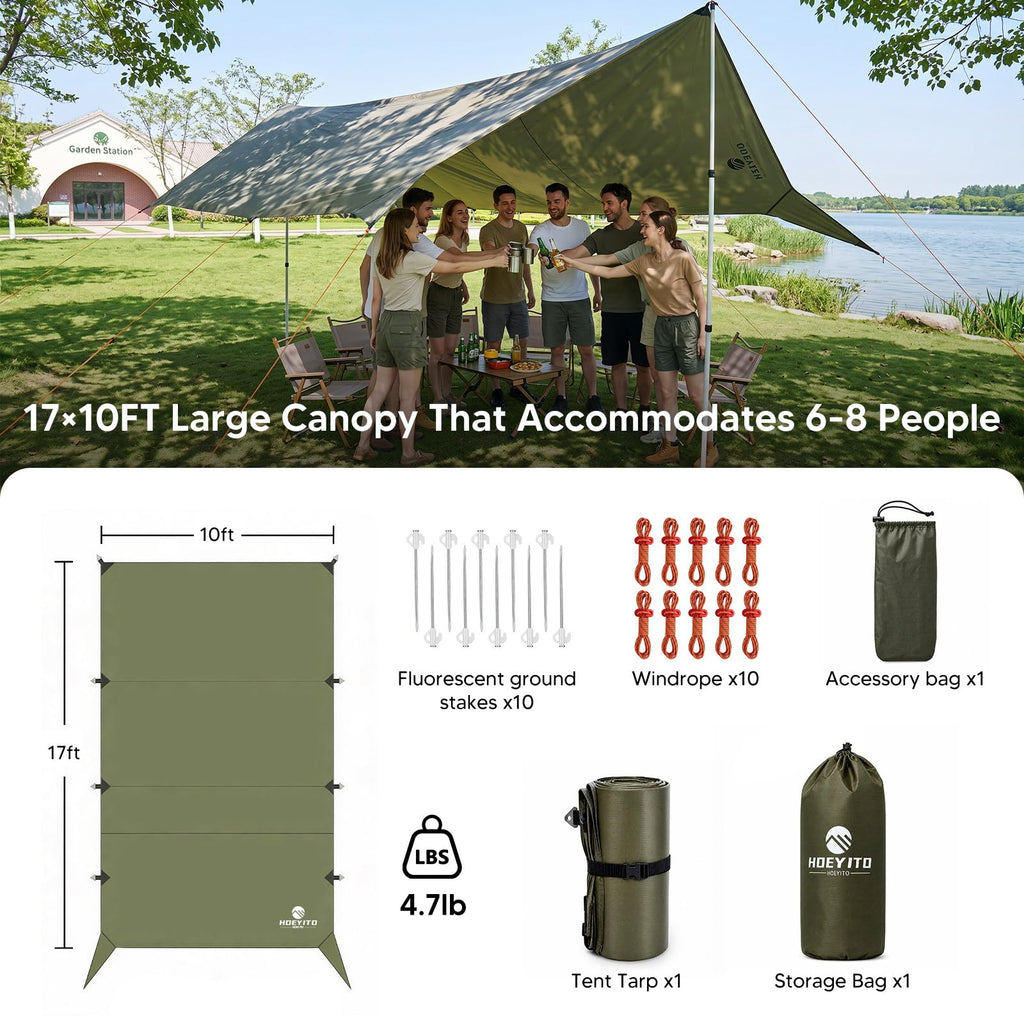 Large Waterproof Camping Tarp Rain Fly Shelter