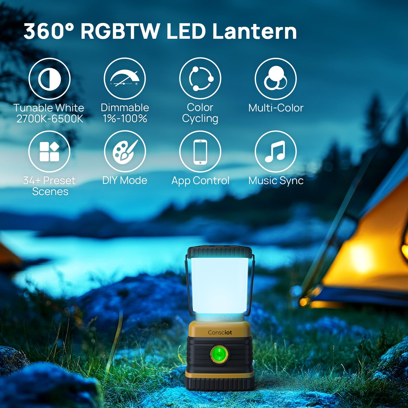 Battery Powered LED Camping Lantern 1000 Lumen