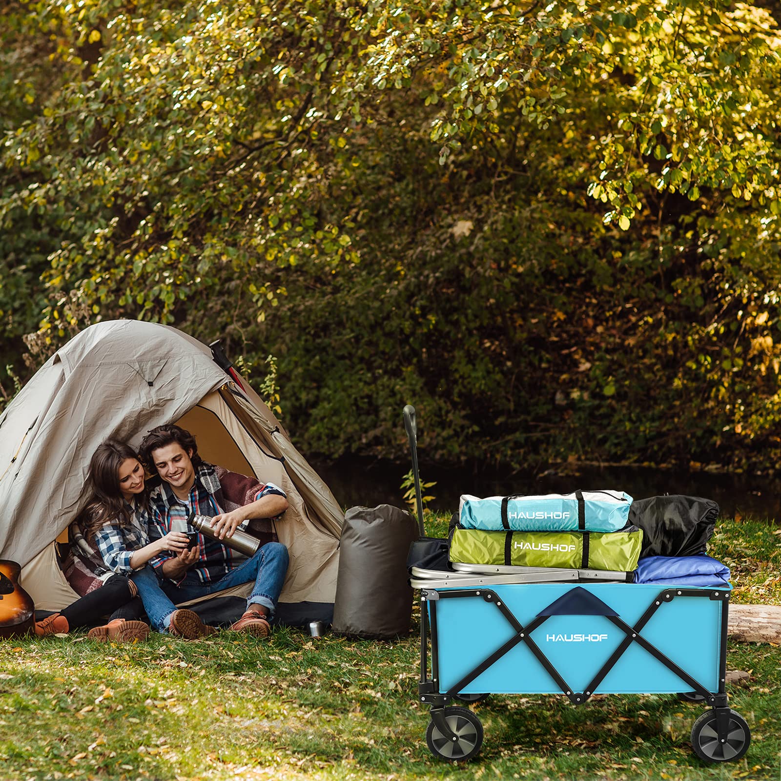 Collapsible Outdoor Camping Wagon with Removable Cart