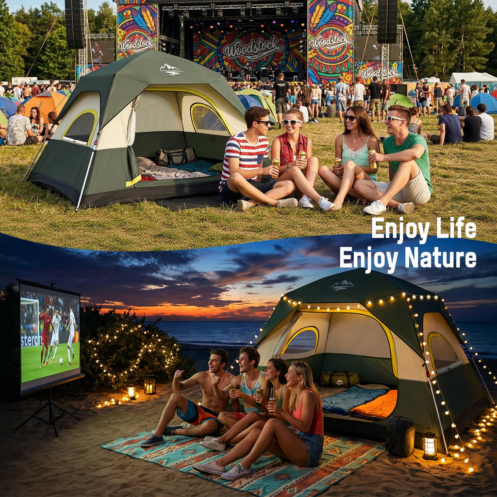 4 Person Instant Cabin Camping Tent with Rainfly