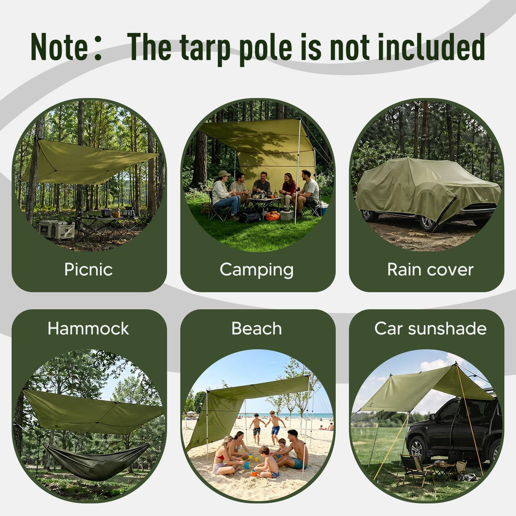 Large Waterproof Camping Tarp Rain Fly Shelter