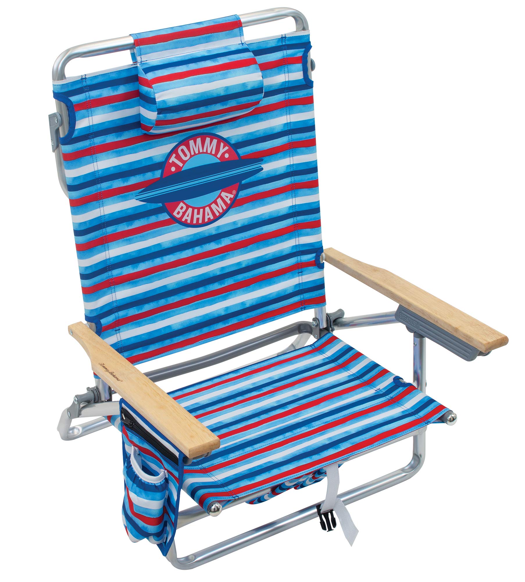 Tommy Bahama 5-Position Classic Lay Flat Backpack Beach Chair with Cooler and Cup Holder, Portable Folding Beach Chair for Tanning