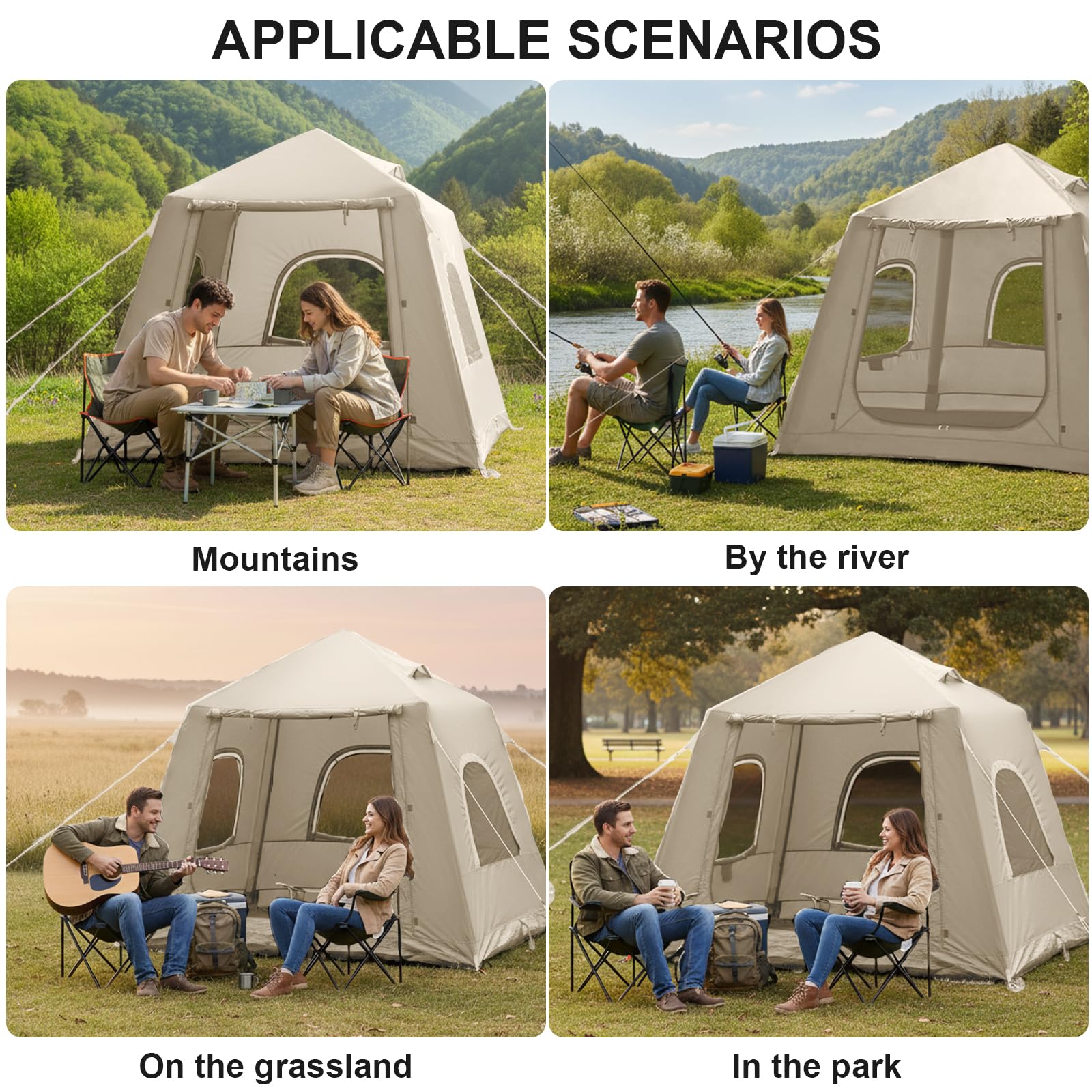 Inflatable Waterproof Camping Tent with Hand Pump