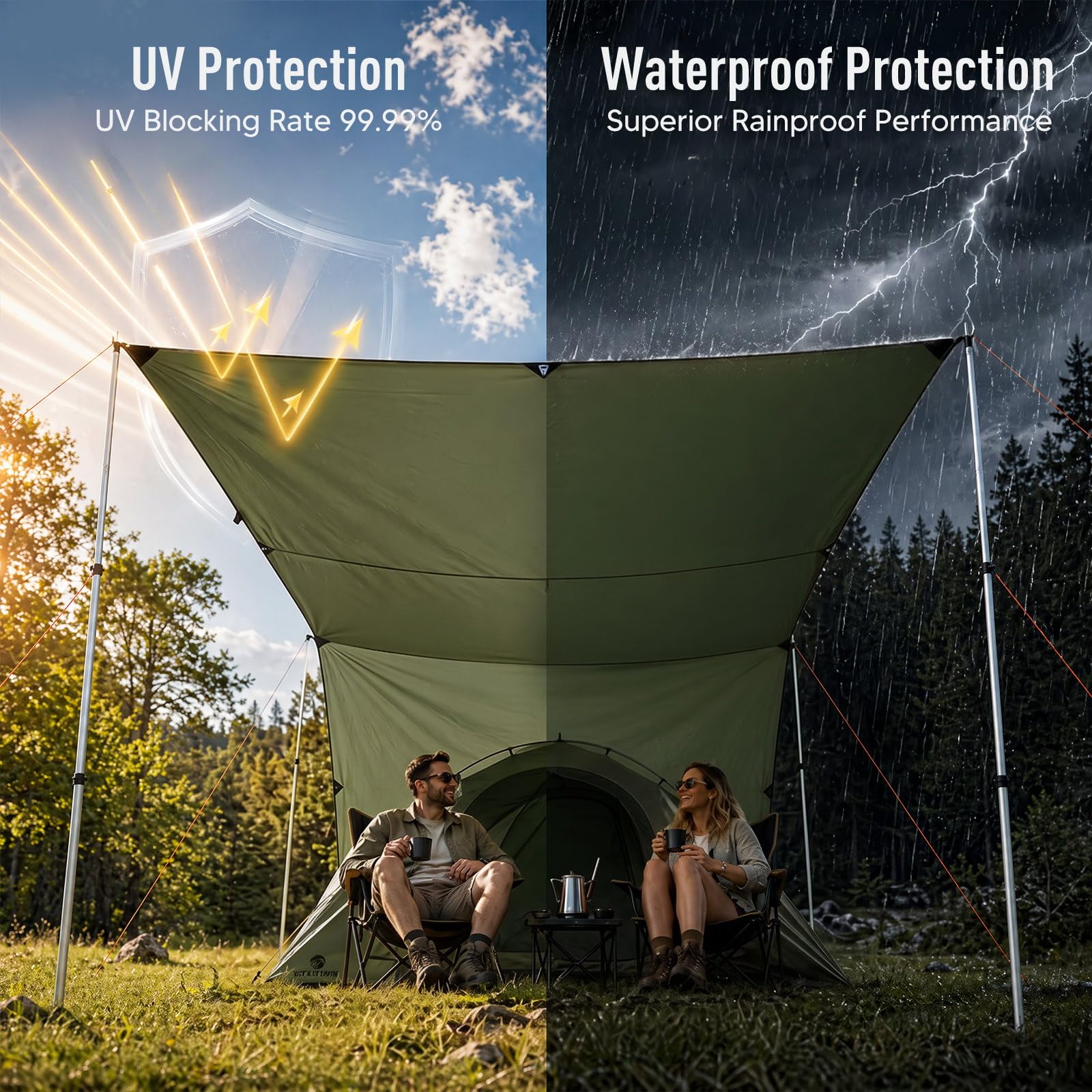 Large Waterproof Camping Tarp Rain Fly Shelter