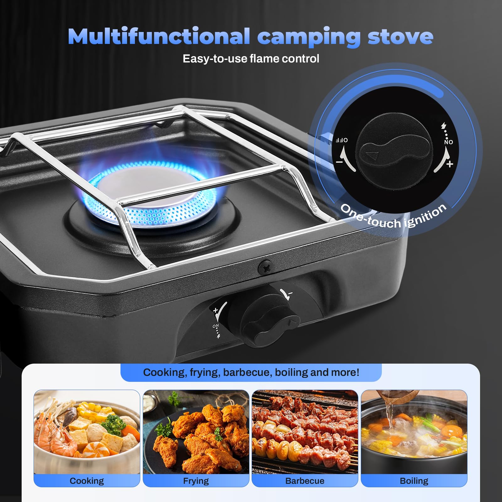 2 Burner Foldable Camping Stove with Griddle