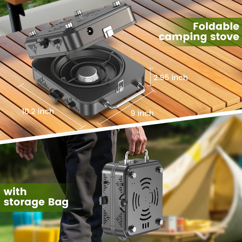 2 Burner Propane Camping Stove with Carry Bag