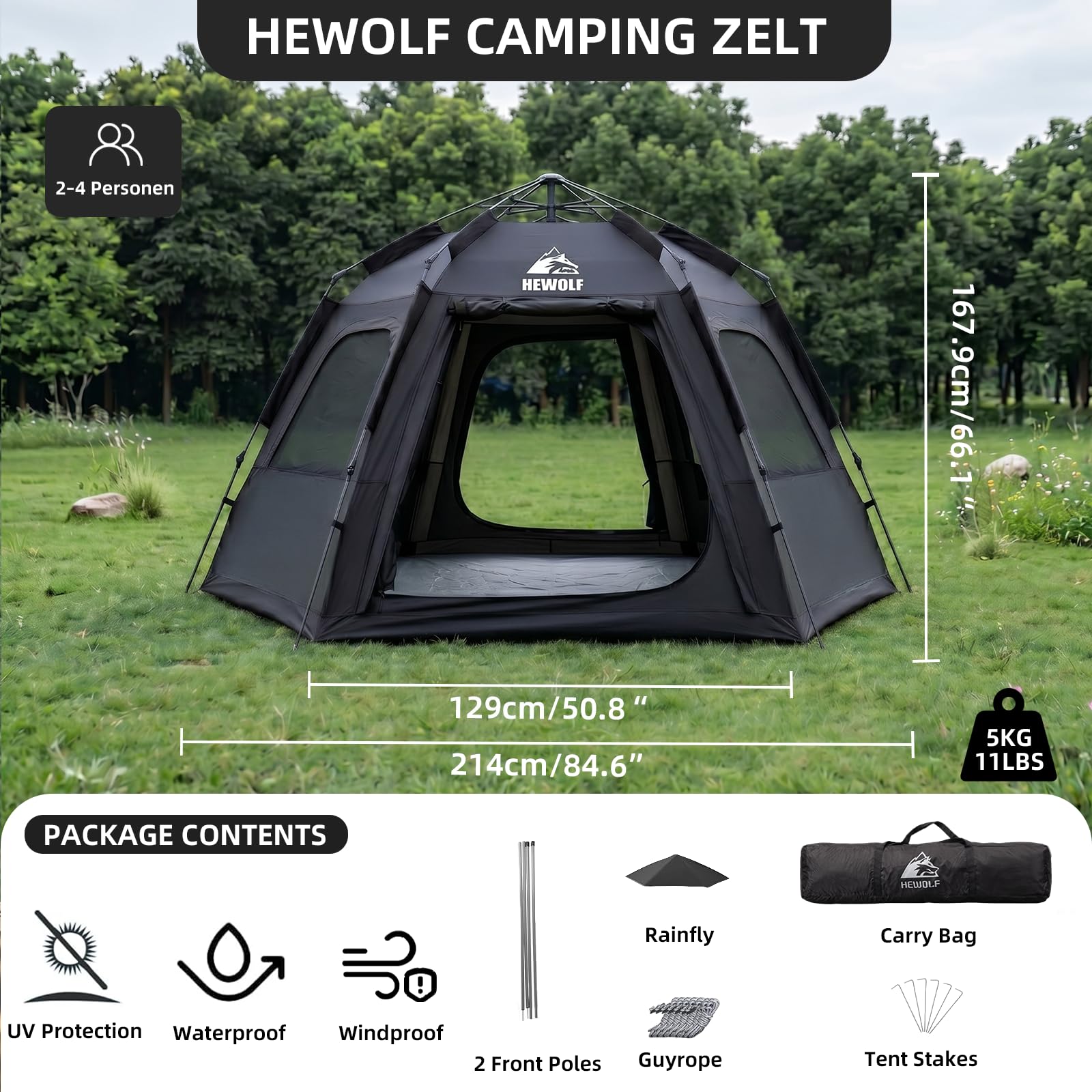 Instant Pop Up Camping Tent with Waterproof Design