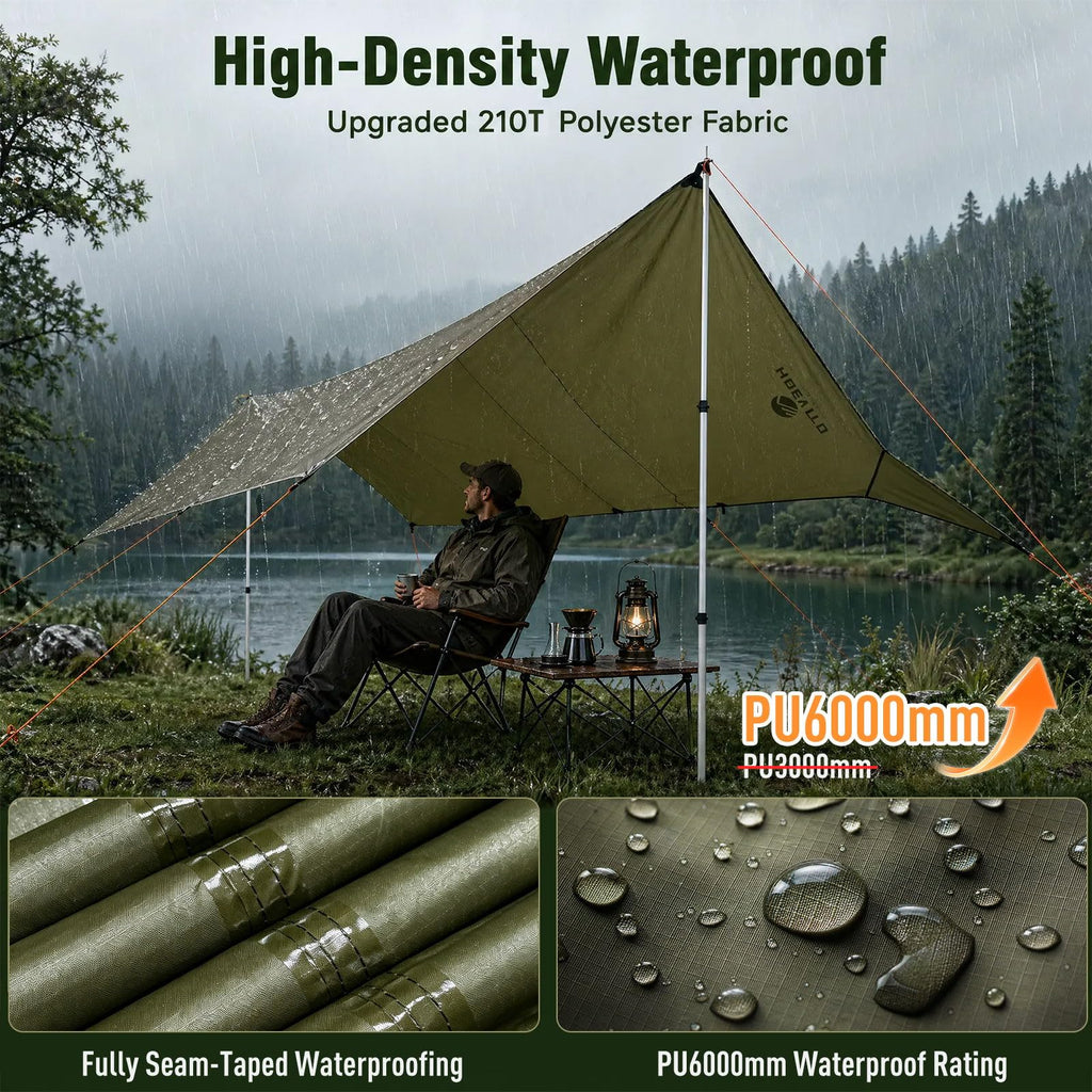 Large Waterproof Camping Tarp Rain Fly Shelter