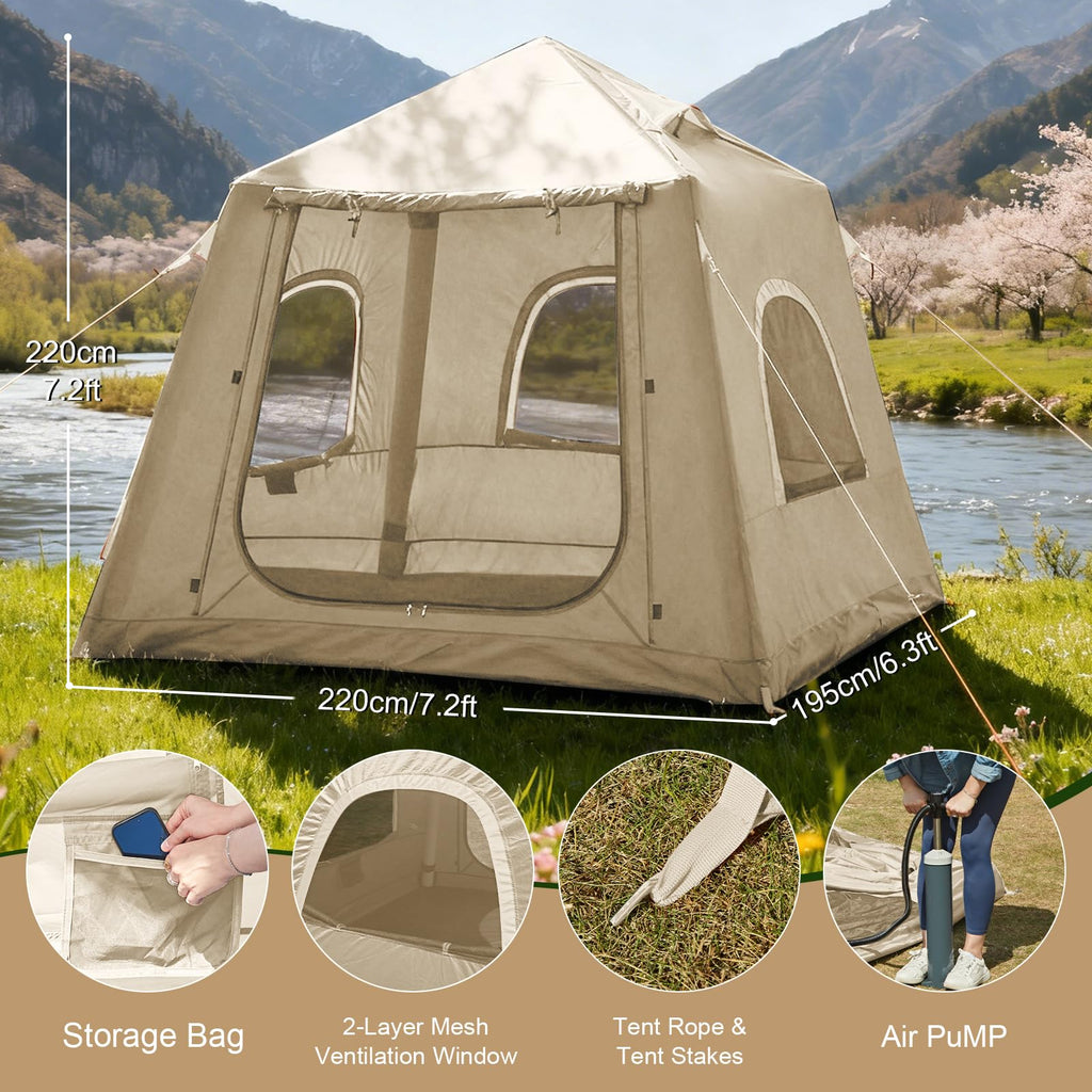 Inflatable Waterproof Camping Tent with Hand Pump