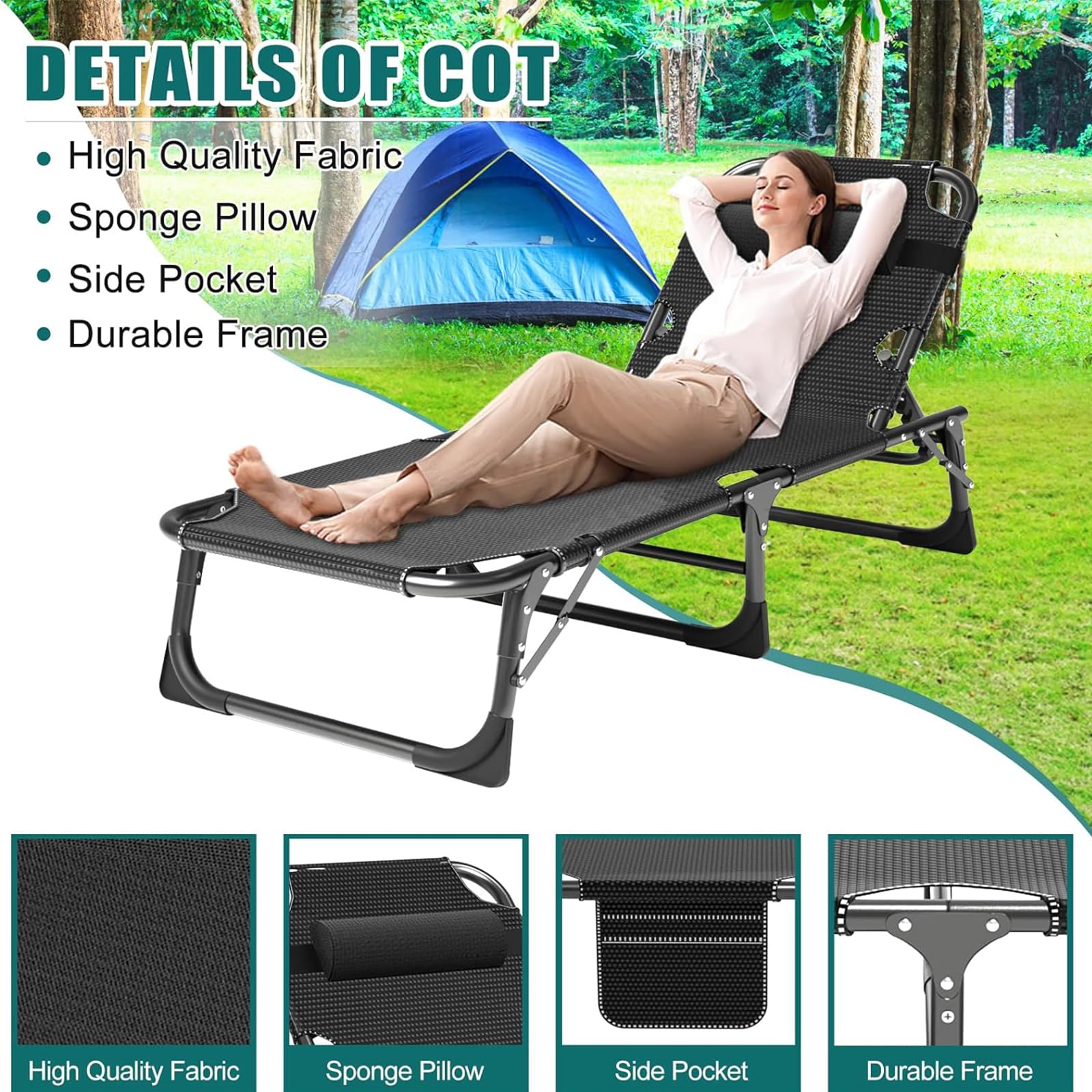 Portable Folding Camping Cot with Mattress