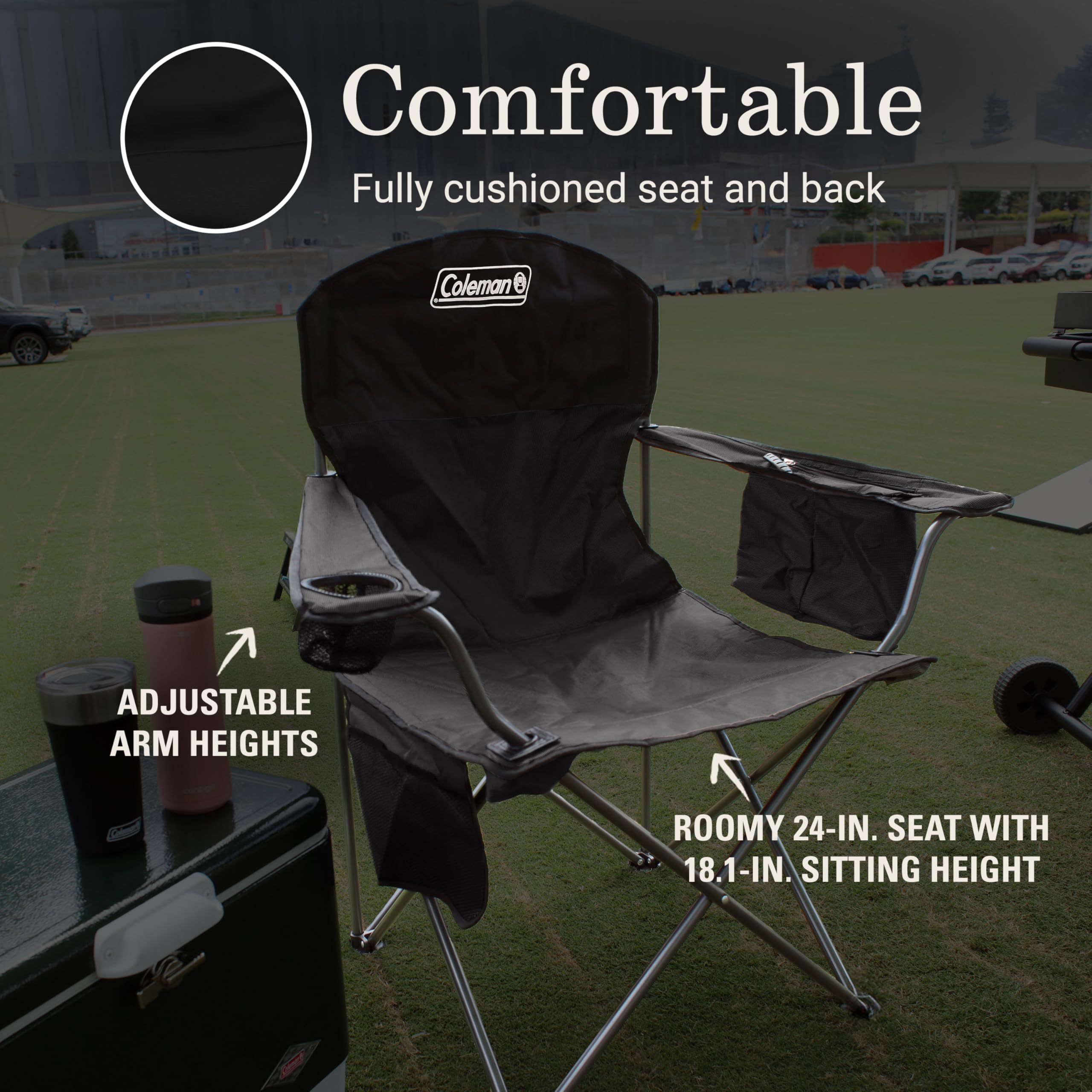 Portable Camping Chair with Cooler and Cup Holder