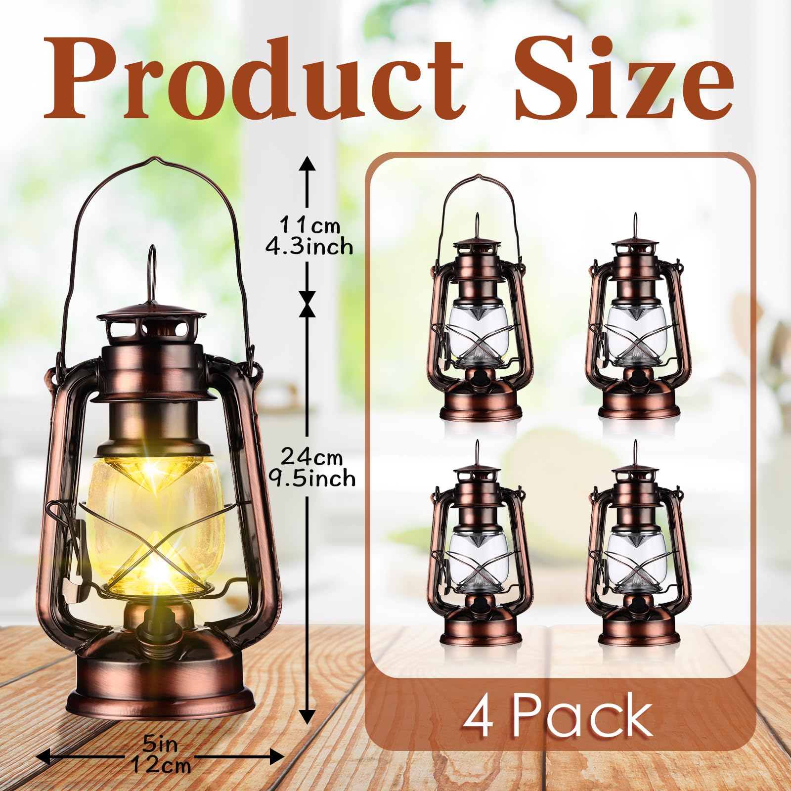 Vintage LED Hurricane Lantern with Dimmer Switch