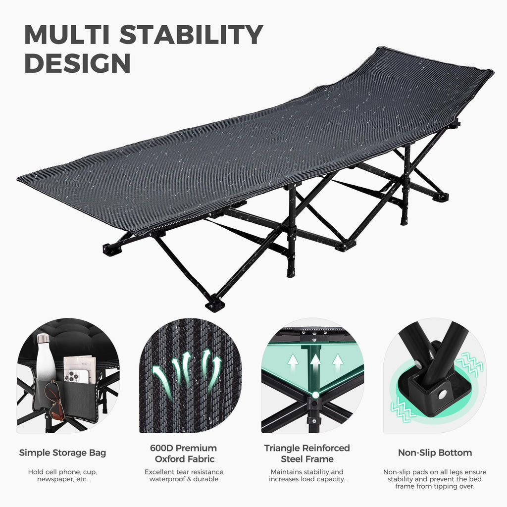 Extra Wide Portable Camping Cot with Mattress