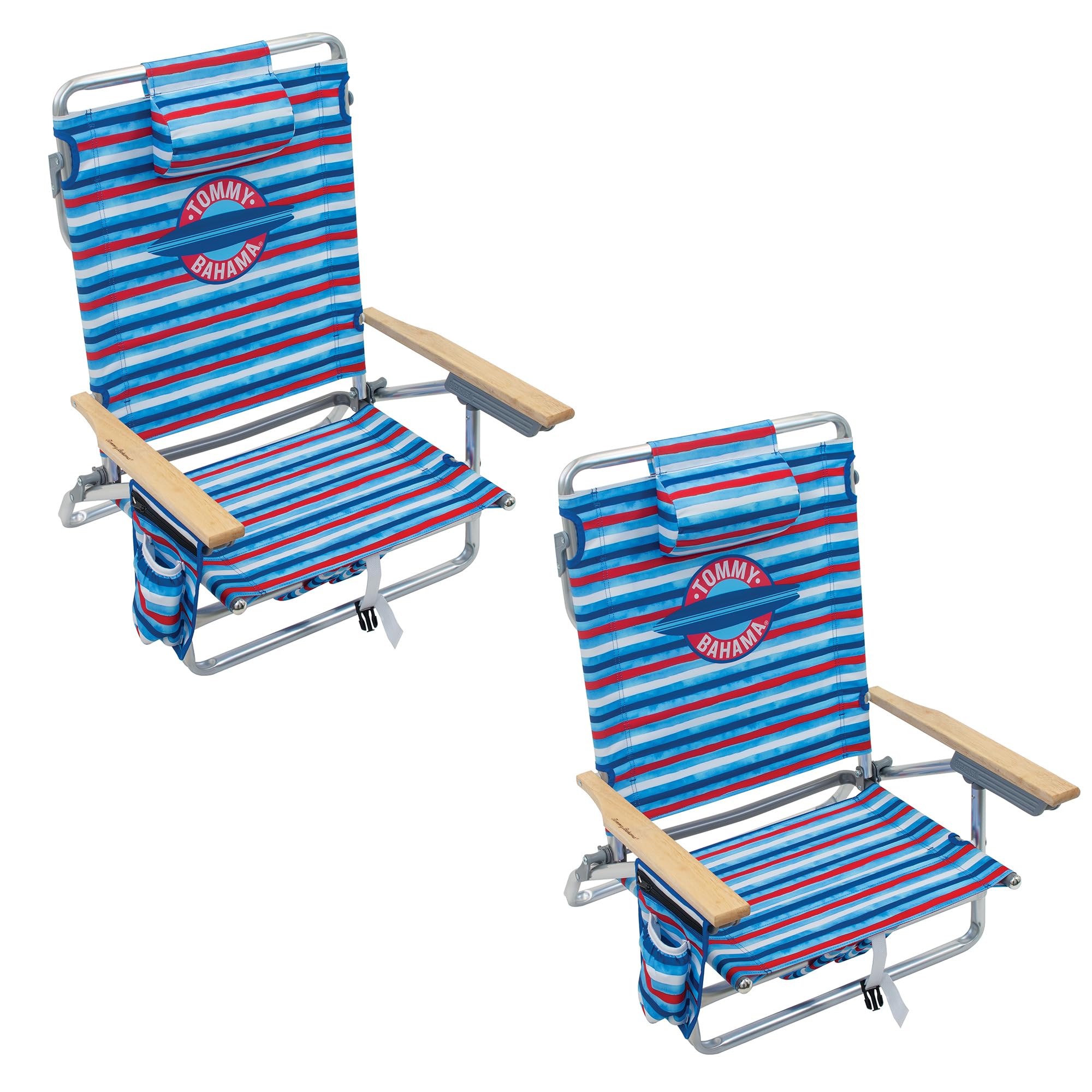Tommy Bahama 5-Position Classic Lay Flat Backpack Beach Chair with Cooler and Cup Holder, Portable Folding Beach Chair for Tanning