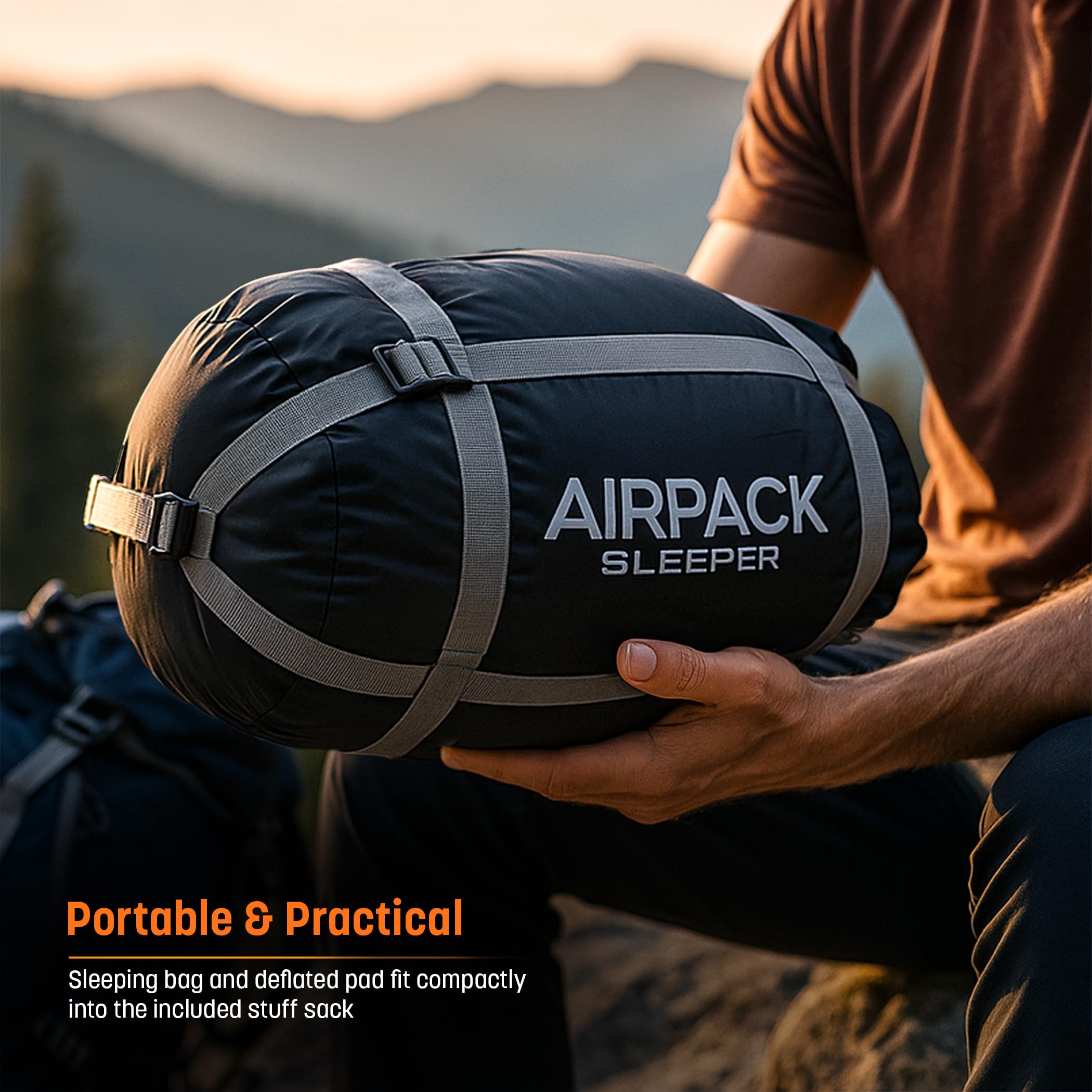 All In One Sleeping Bag with Inflatable Pad
