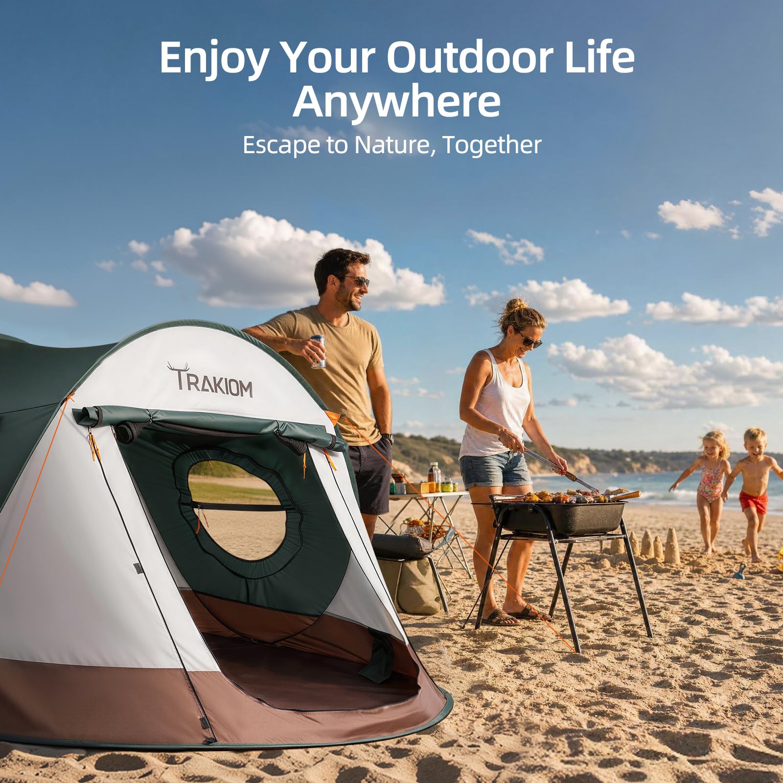 Instant Pop Up Waterproof Camping Tent with 2 Doors