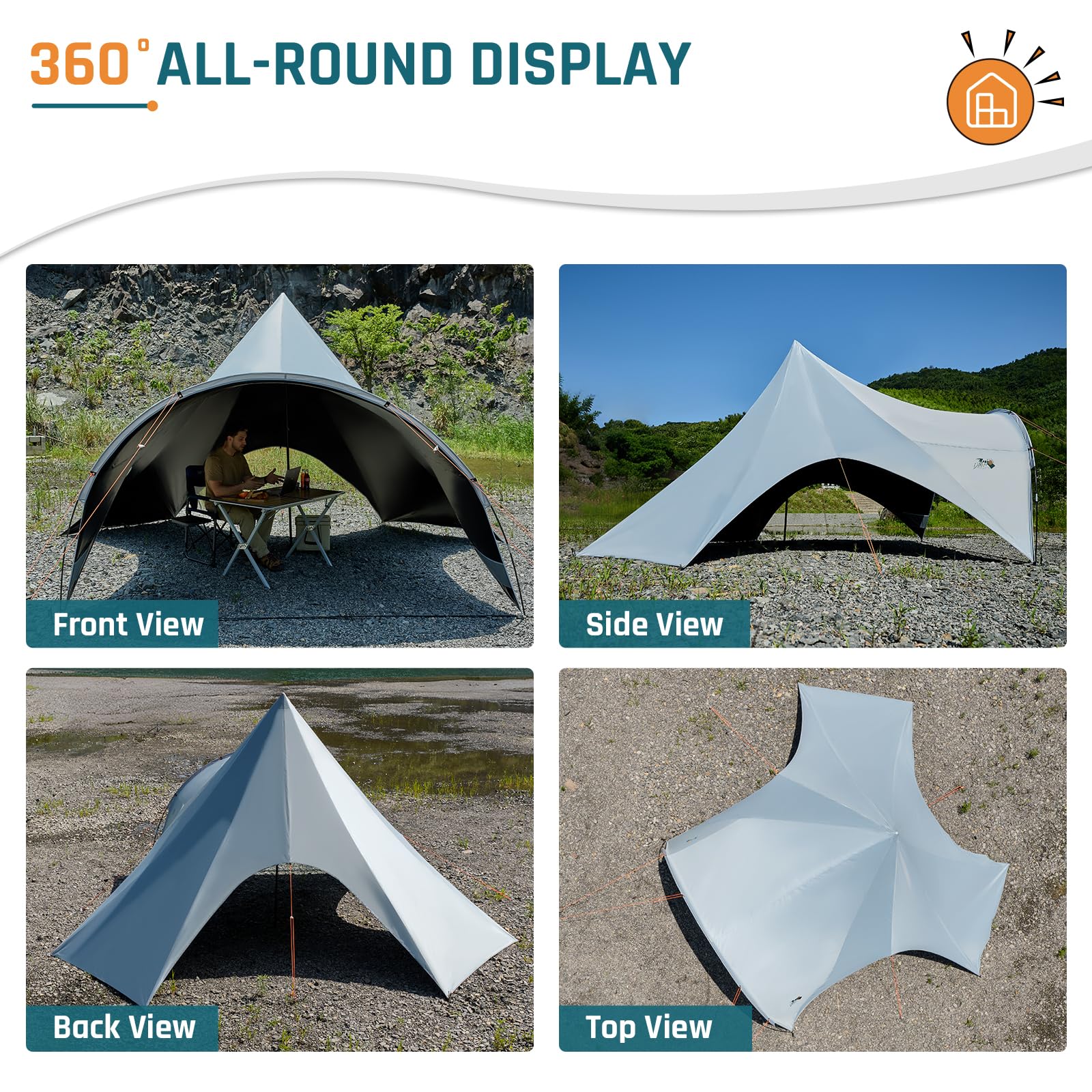 Waterproof Camping Canopy Tarp Sun Shade Shelter