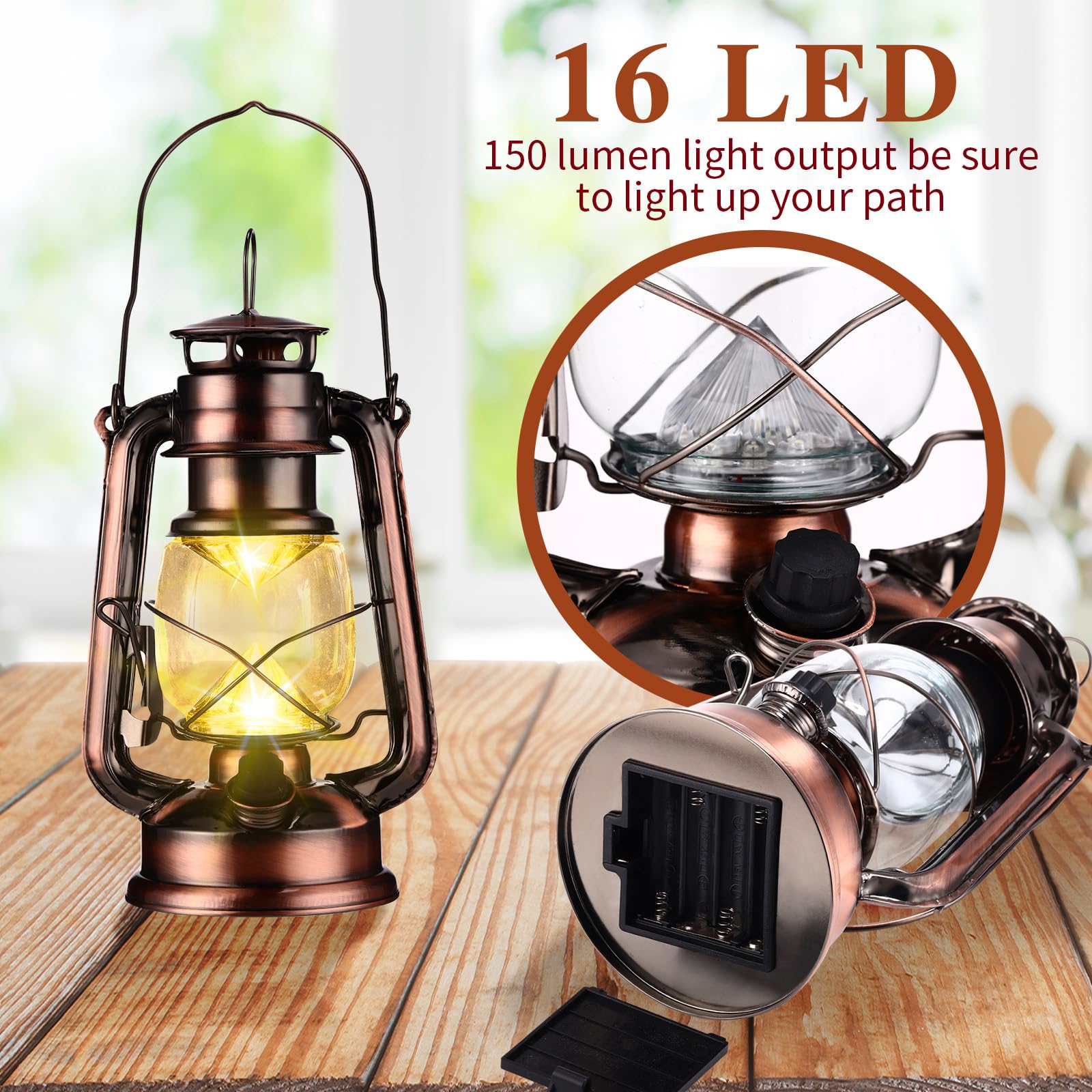 Vintage LED Hurricane Lantern with Dimmer Switch