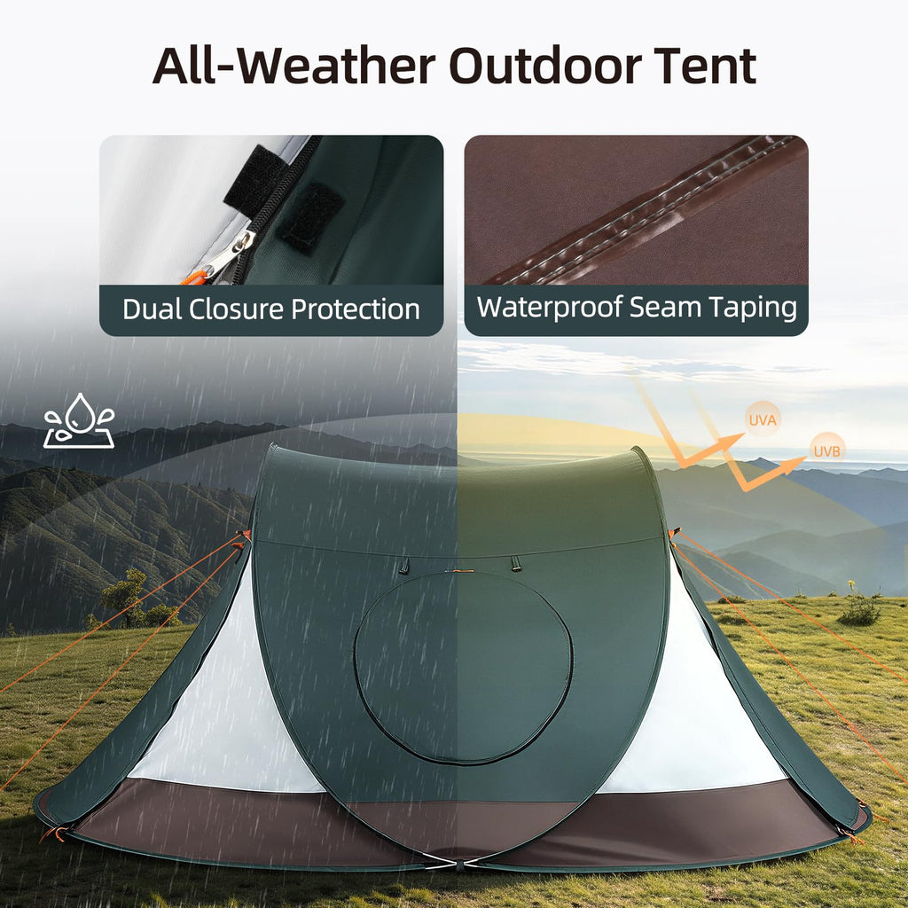 Instant Pop Up Waterproof Camping Tent with 2 Doors