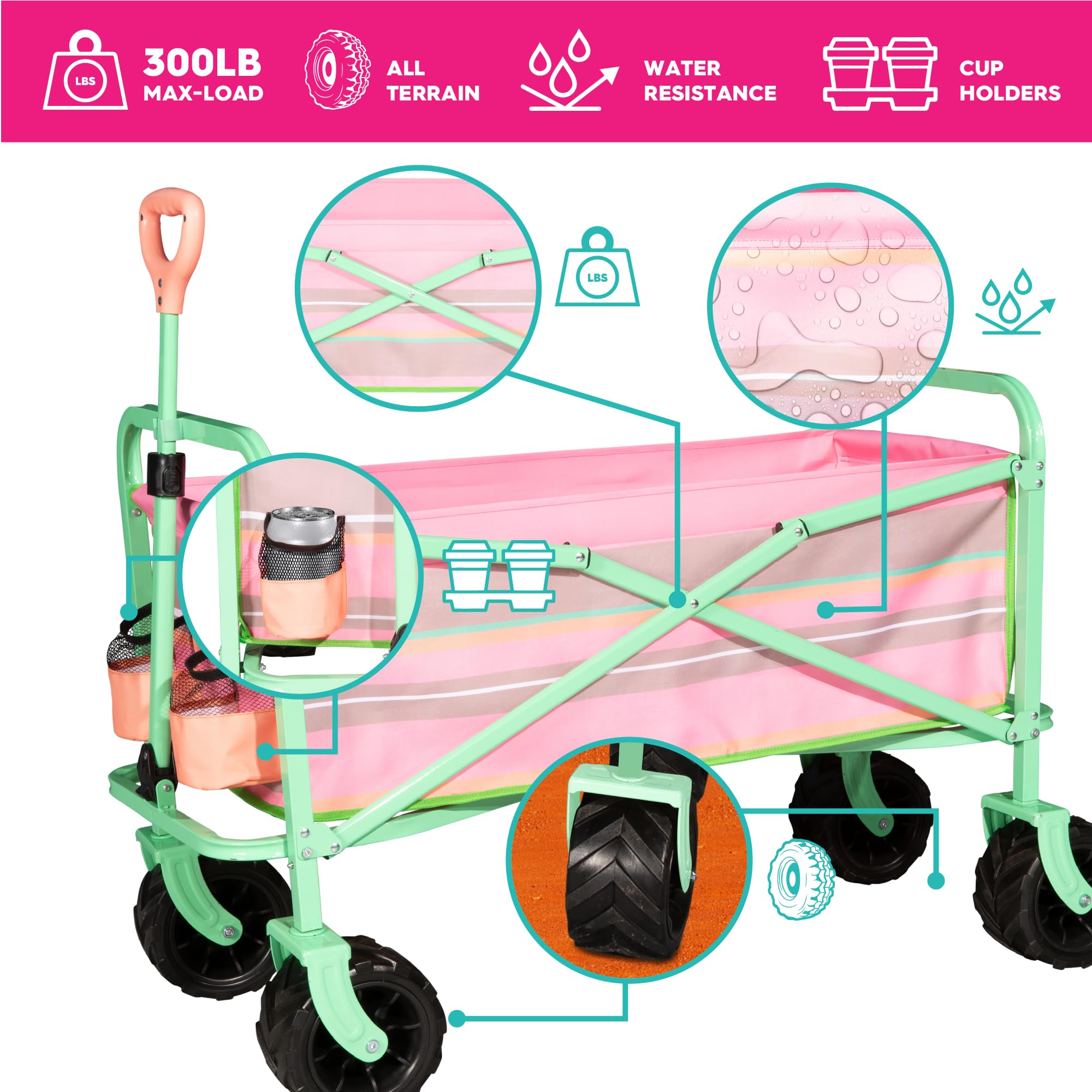 Folding Heavy Duty Outdoor Camping Wagon Cart