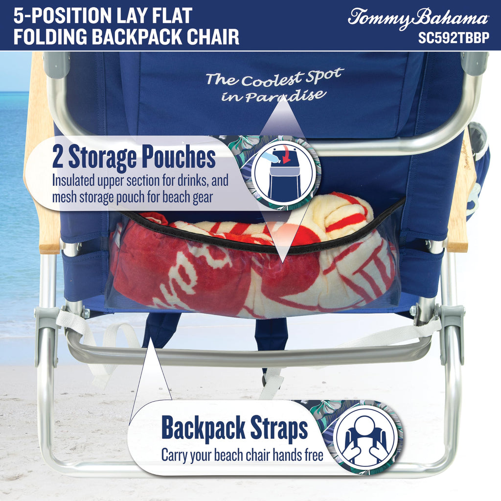5 Position Folding Beach Camping Chair with Cooler