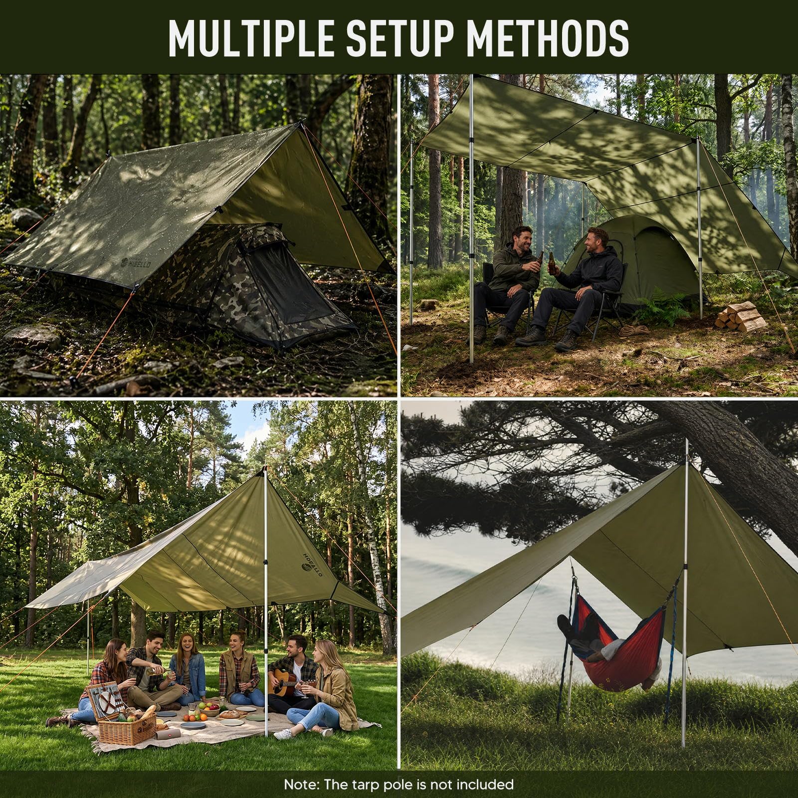 Large Waterproof Camping Tarp Rain Fly Shelter