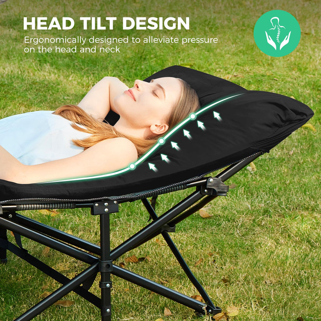Extra Wide Portable Camping Cot with Mattress