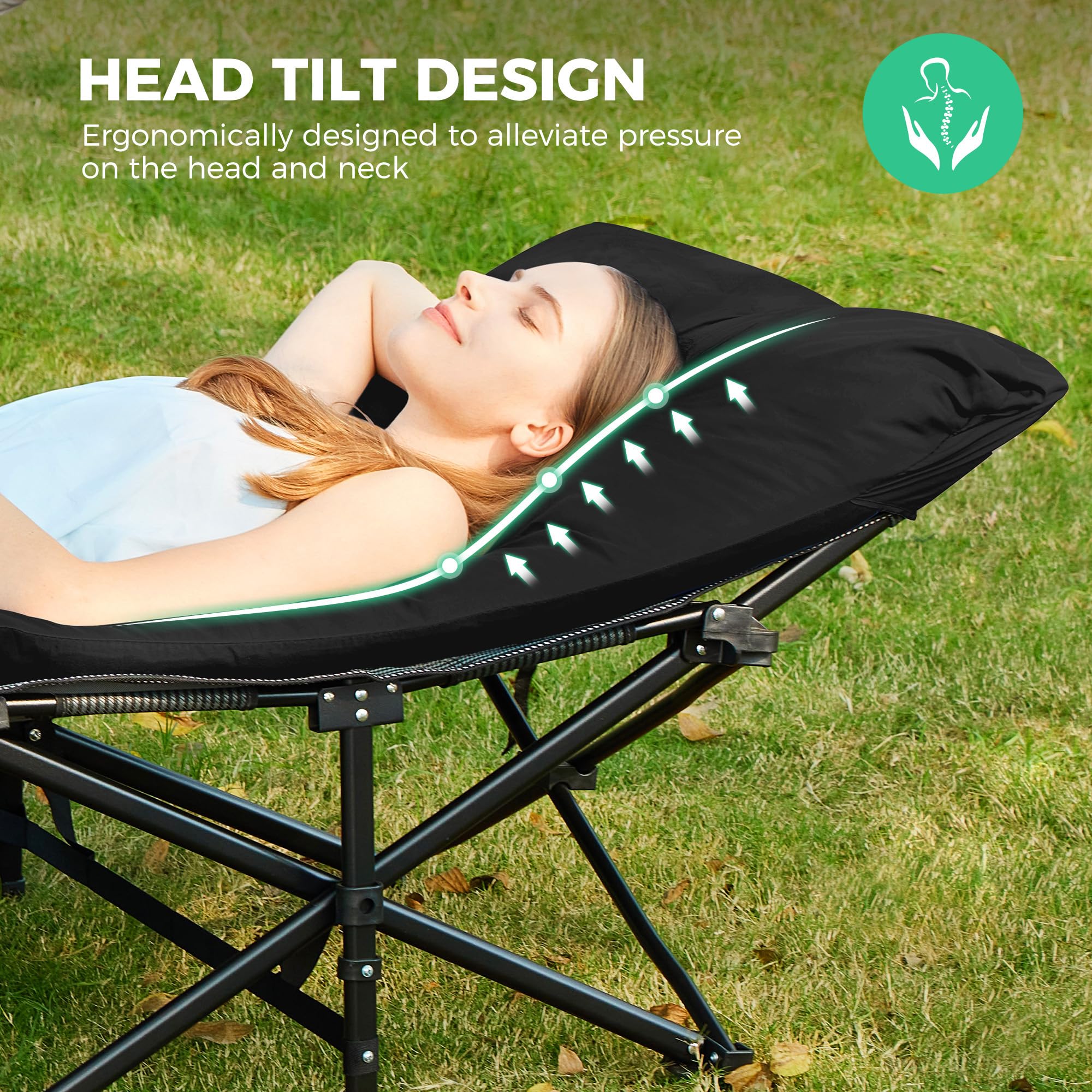 Extra Wide Portable Camping Cot with Mattress
