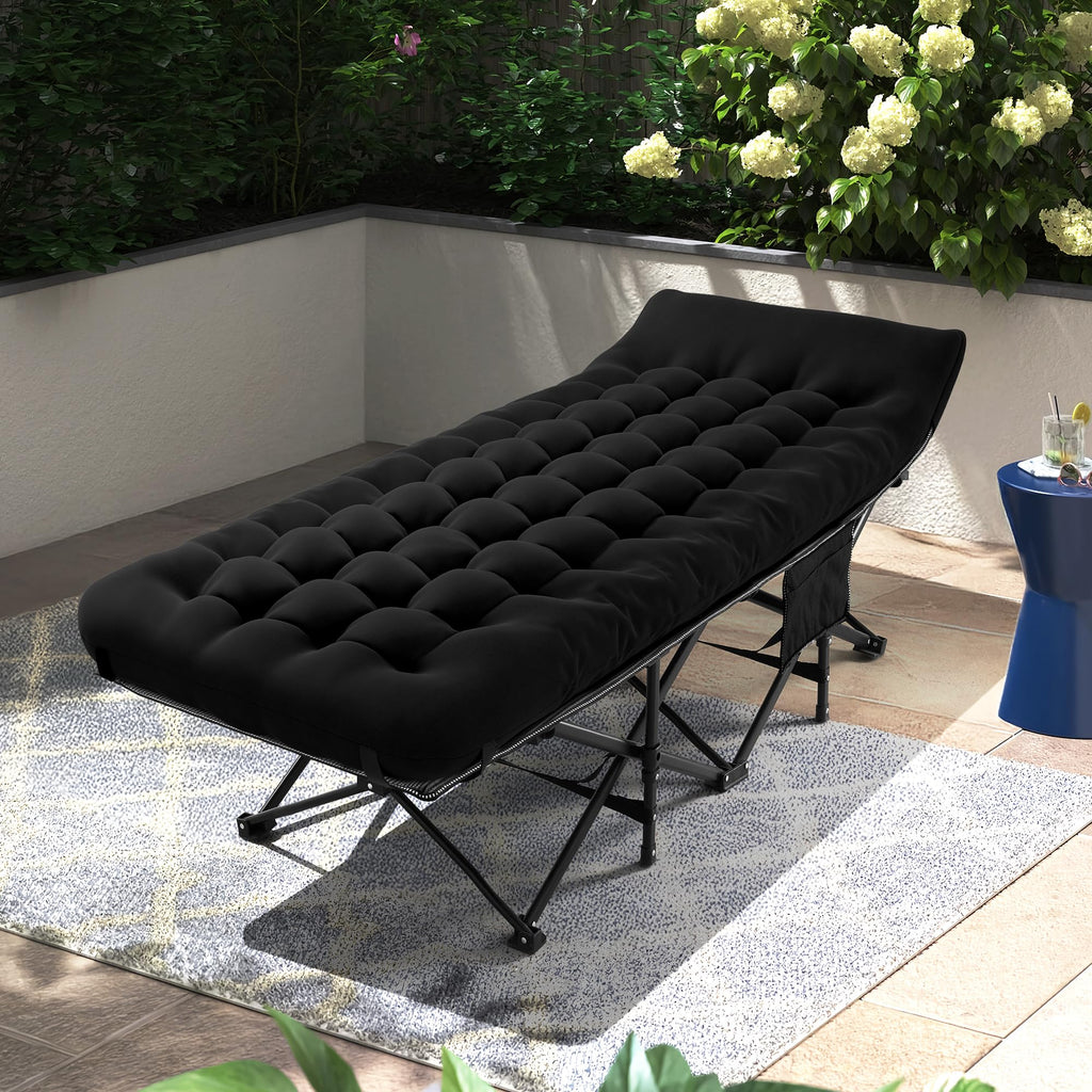 Extra Wide Portable Camping Cot with Mattress