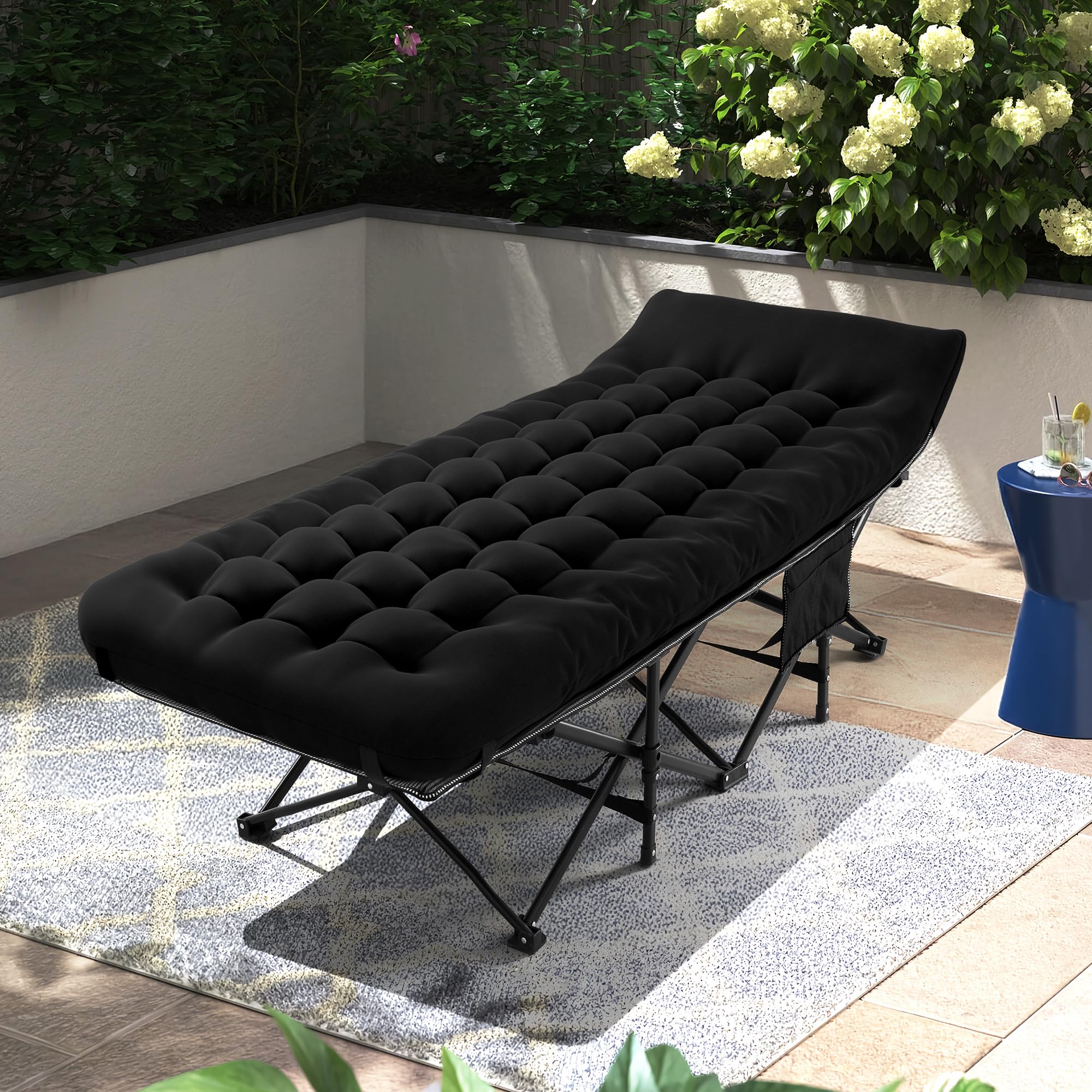 Extra Wide Portable Camping Cot with Mattress