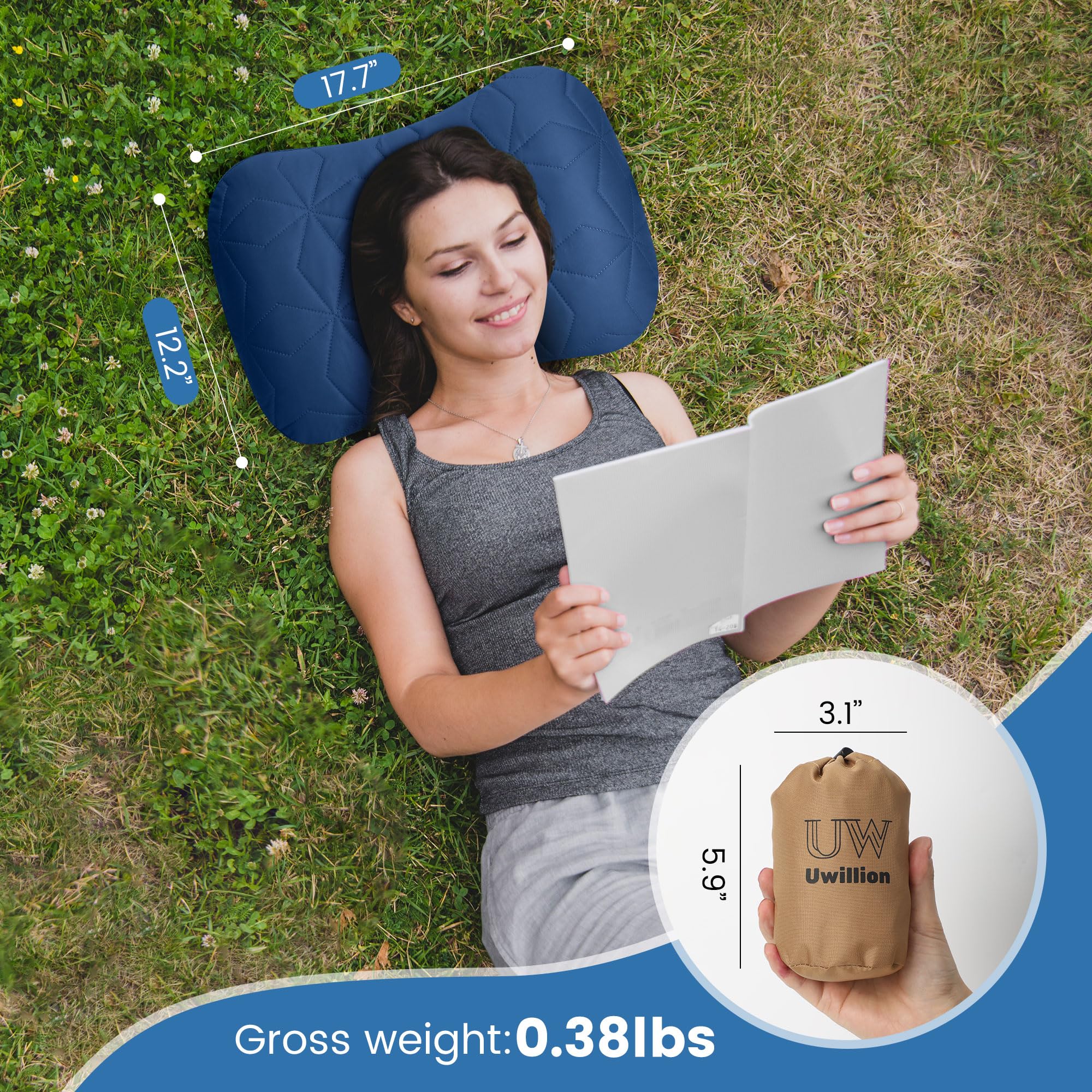 Ultralight Inflatable Camping Pillow with Cover