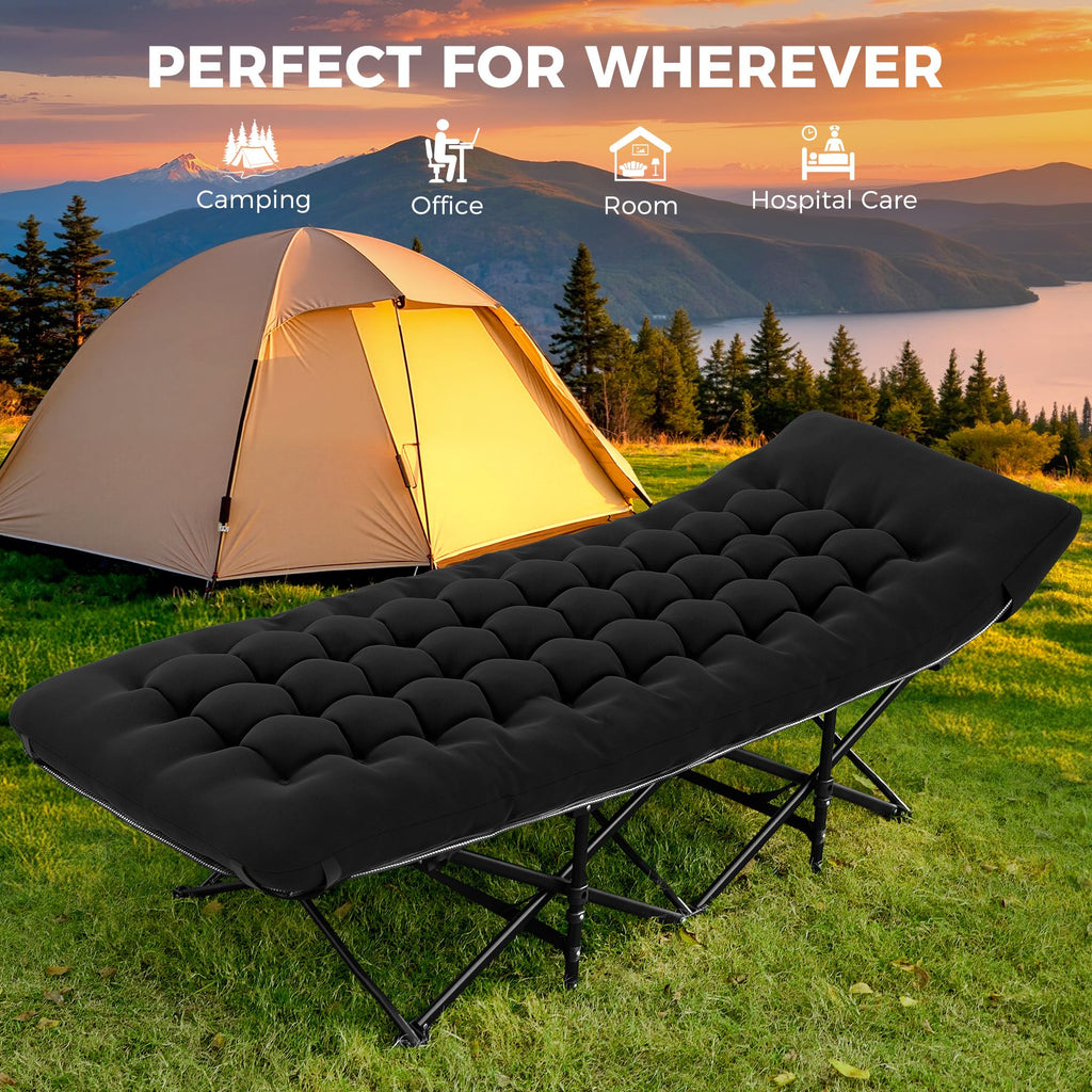 Extra Wide Portable Camping Cot with Mattress
